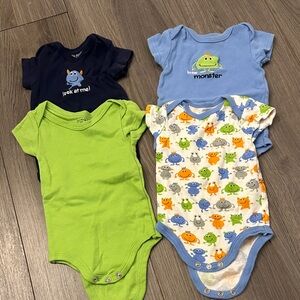 Colorful Monster-Themed Baby Bodysuits